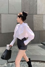 ins设计感白色衬衫长袖2025秋季新款气质蝴蝶结衬衣上衣天香云纱