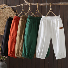 实拍2025夏季新款棉斜纹宽松休闲百搭舒适气质显瘦七分哈伦裤女