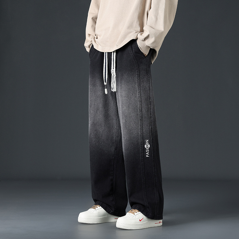 Jeans Holgados de Talla Grande Rectos para Hombre de Fibra Sintética para Uso Diario