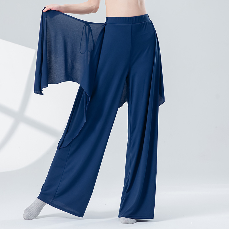 现代舞蹈服女新款屁帘飘片系带宽松阔腿裤成人古典舞练功形体裤子|undefined