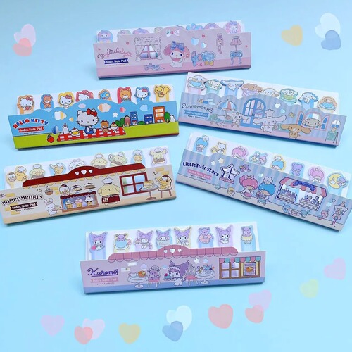 Cute cartoon Kurome ins girly heart note paper Japanese creative DIY bookmark note paper long sticky note