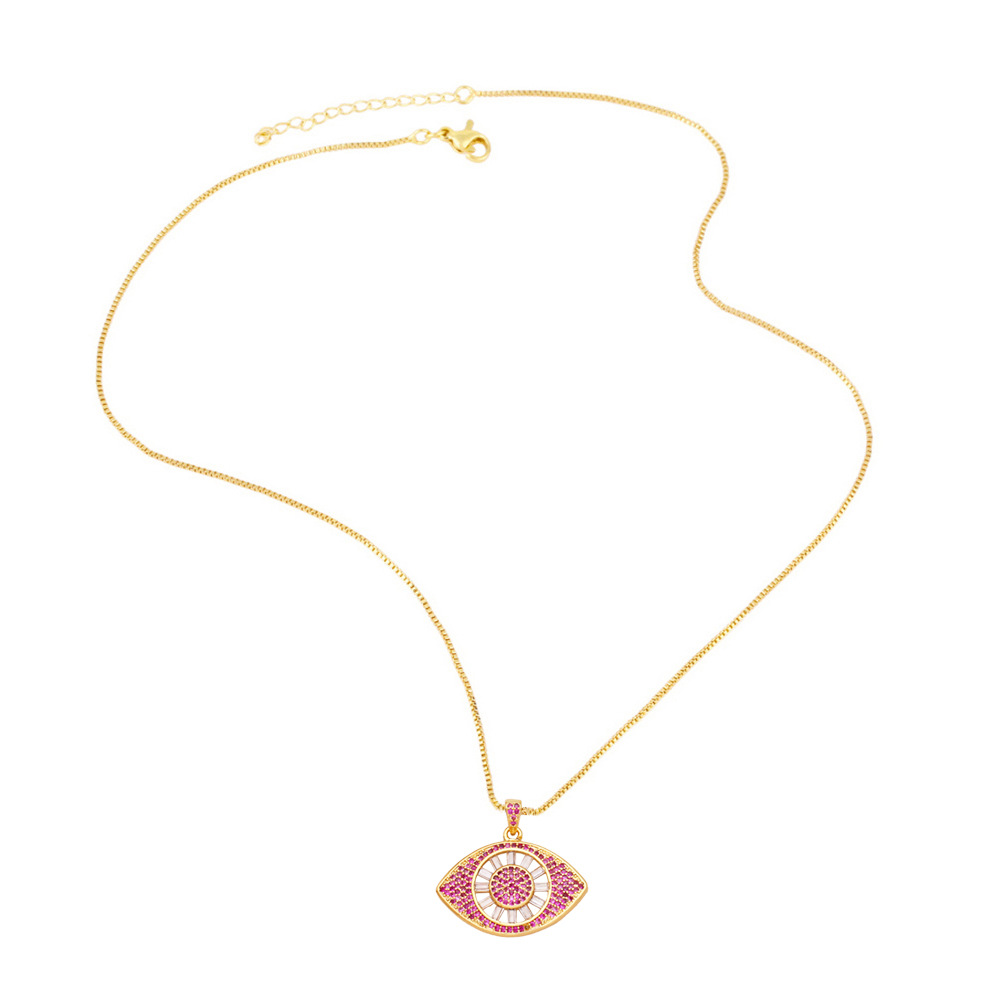 simple devil eye pearl chain pendant copper inlaid zircon necklace