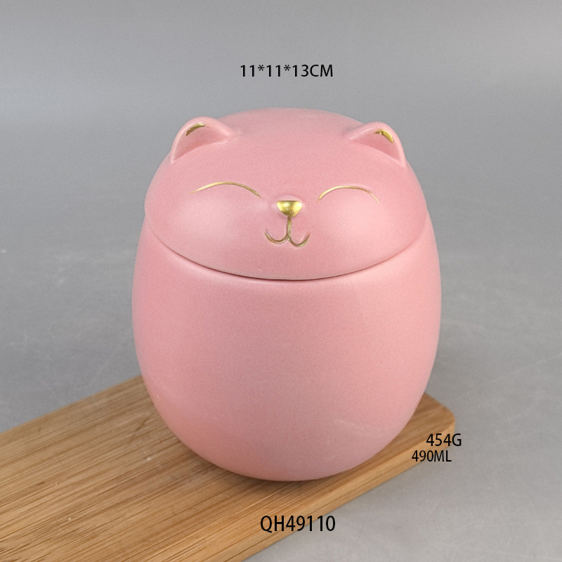 Cama de té para mascotas linda y creativa Cama de té para gatos de la suerte Taza de almacenamiento sellada a prueba de humedad Mini lata de té de viaje portátil