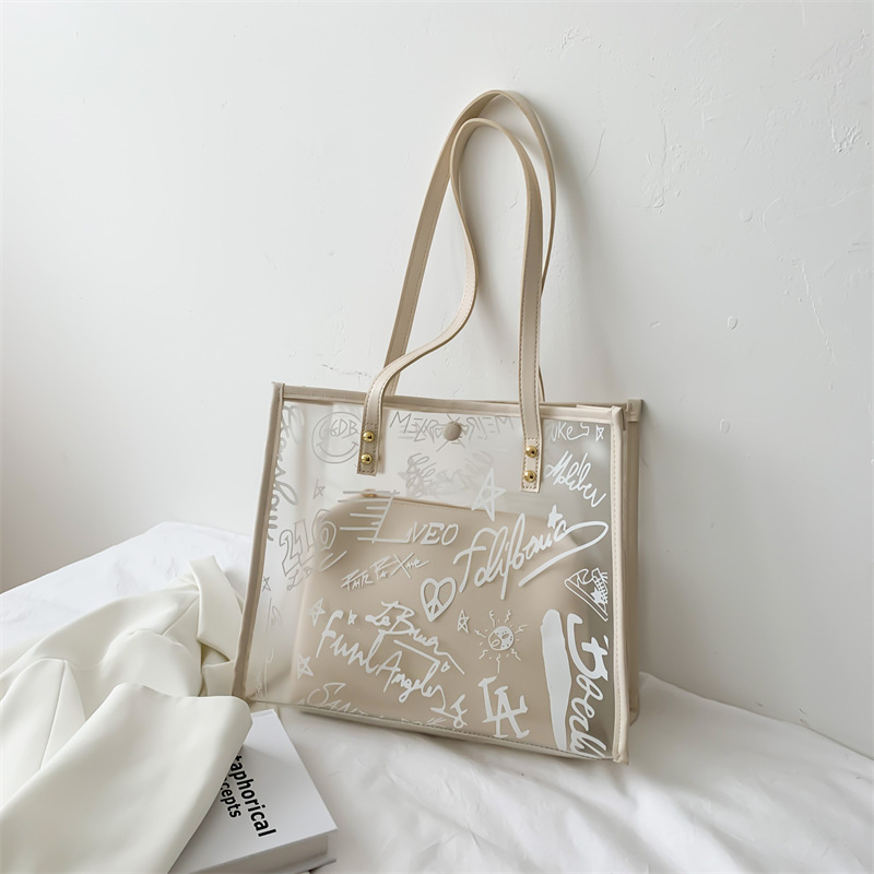 今年流行大容量包包女新款潮果冻单肩大包洋气抖音直播透明托特包