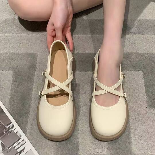Two-Wear Small Leather Shoes for Women's Summer Outer Wear 2025 New Versatile French Loafers Retro Shallow Mouth Mary Jane Women's Shoes