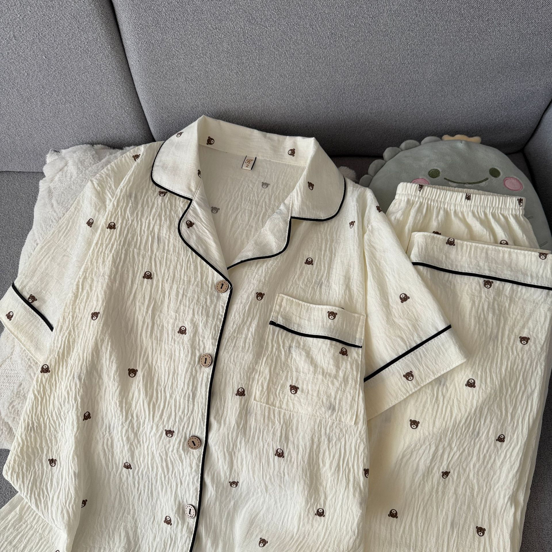 120G nubes de algodón pijama ropa para el hogar mangas cortas pantalones largos conjunto entidad mayorista sudeste asiático TK pedidos de comercio exterior transfronterizo