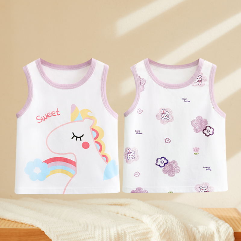 Baby Vest Pure Cotton Outer Wear Baby Sleeveless Sling Children's Summer Wear Women's Base Inner Wear Top Summer Thin Men's