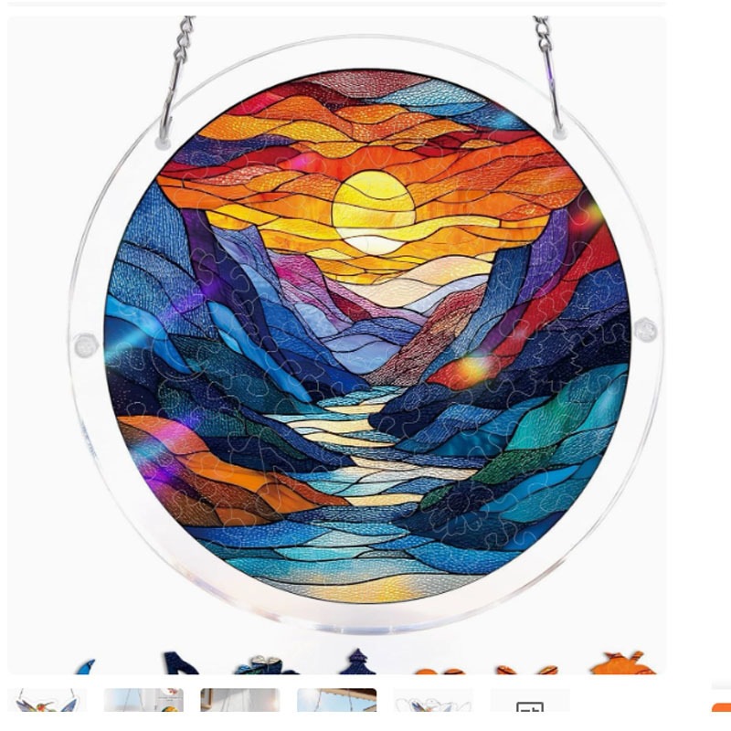 Caja de luz de rompecabezas colgante de luna de vidrio