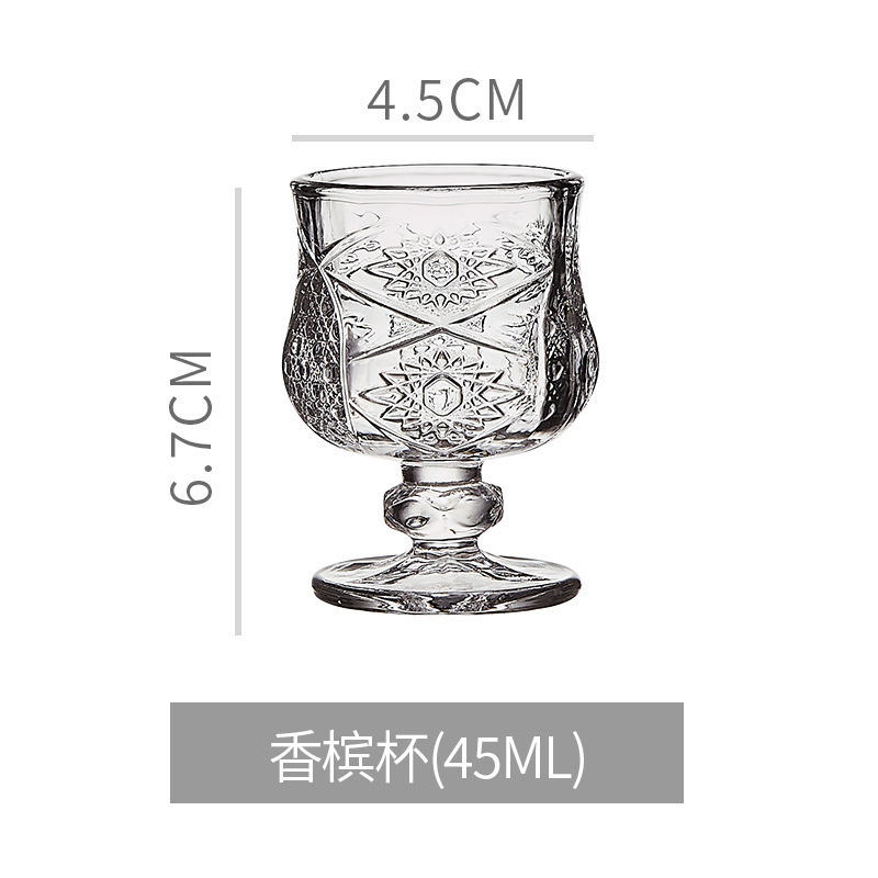 Nicho Zhongins tazas de champán en relieve francesas vintage tazas de alto pie de alto valor casero tazas de vino de mujer tazas de vidrio