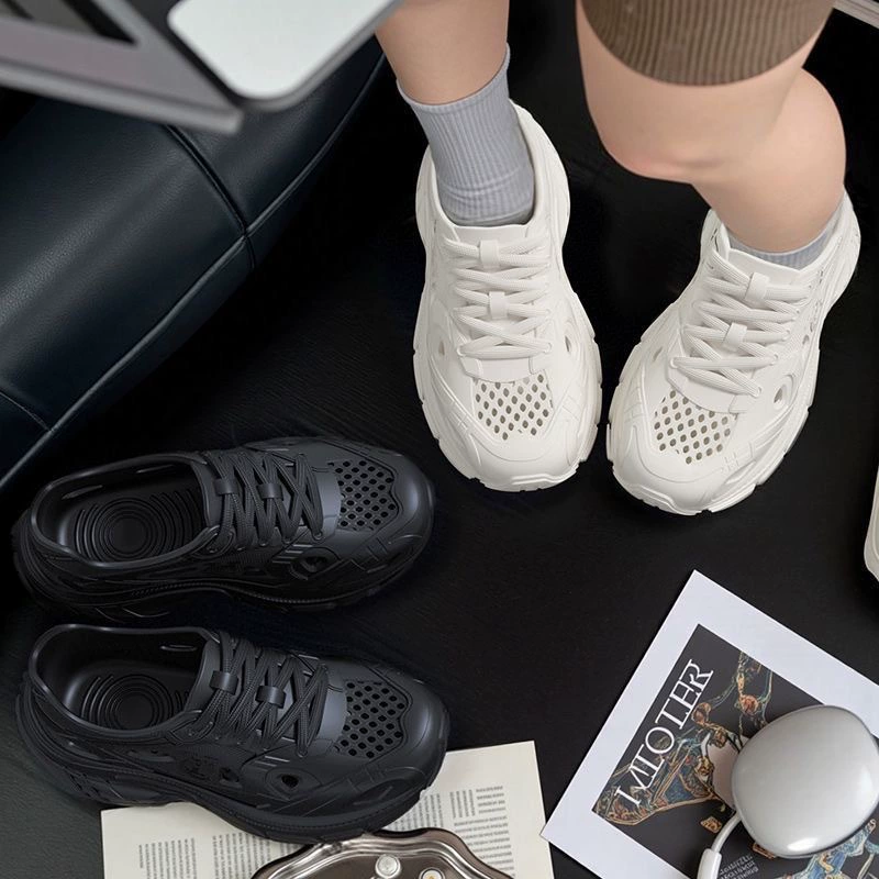 Женские «dad» кроссовки (Crocs) из ЭВА — пляжные/бродильные сандалии, массивная подошва, на шнуровке