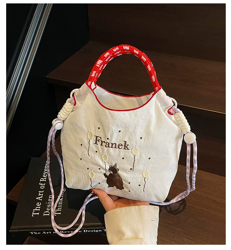 Japanese small handheld shoulder bag, with embroidery