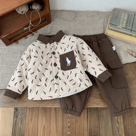 男童套装儿童秋冬季两件套女童秋装婴幼儿加绒冬装周岁宝宝衣服棉