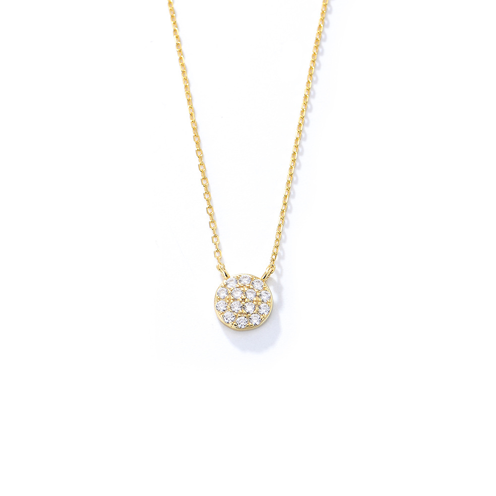 S925 plata esterlina clásico redondo micro incrustaciones ZIRCON colgante collar de las mujeres del todo-fósforo clavícula cadena europea y americana Amazon Venta caliente