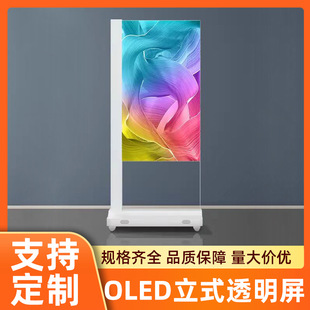 55inch Floor-Standing Oled Vertical Transparent Screen Touch Interactive Display Lift Transparent Vertical High-Definition Advertising Screen