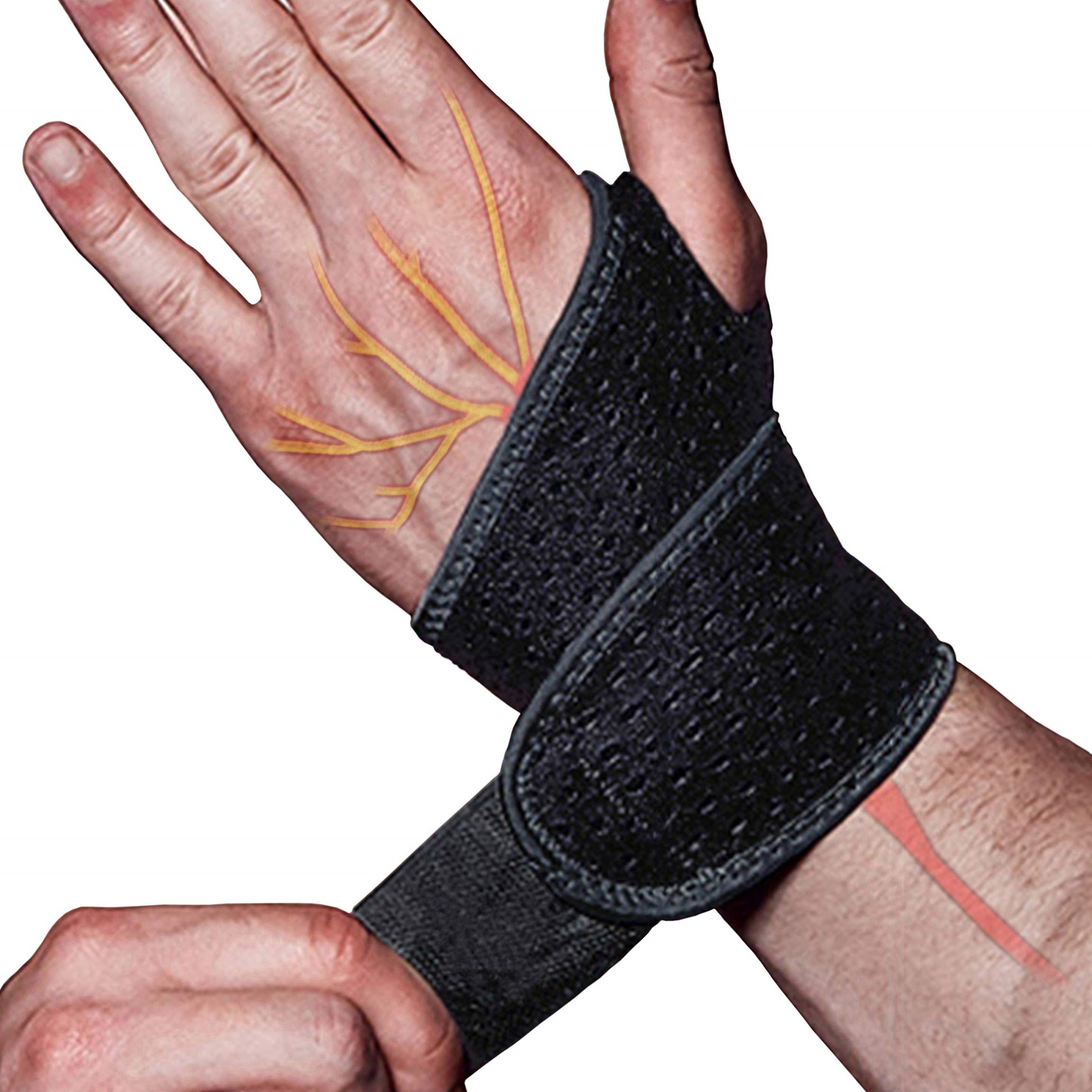 Wrist Compression Belt, Wrist Support, Work, Driving, Sports, Fitness, Weightlifting, Tendon, Carpal Tunnel Joint, Wearable Anywhere, Adjustable