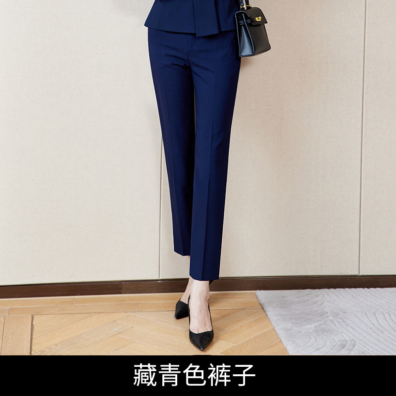 藏青色职业套装西服女OL气质医美咨询师售楼部物业前台接待工作服|undefined