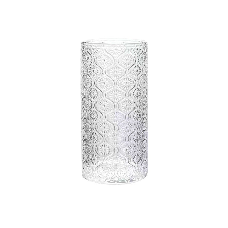 Begonia Carved Glass Household Water Cup Large Capacity