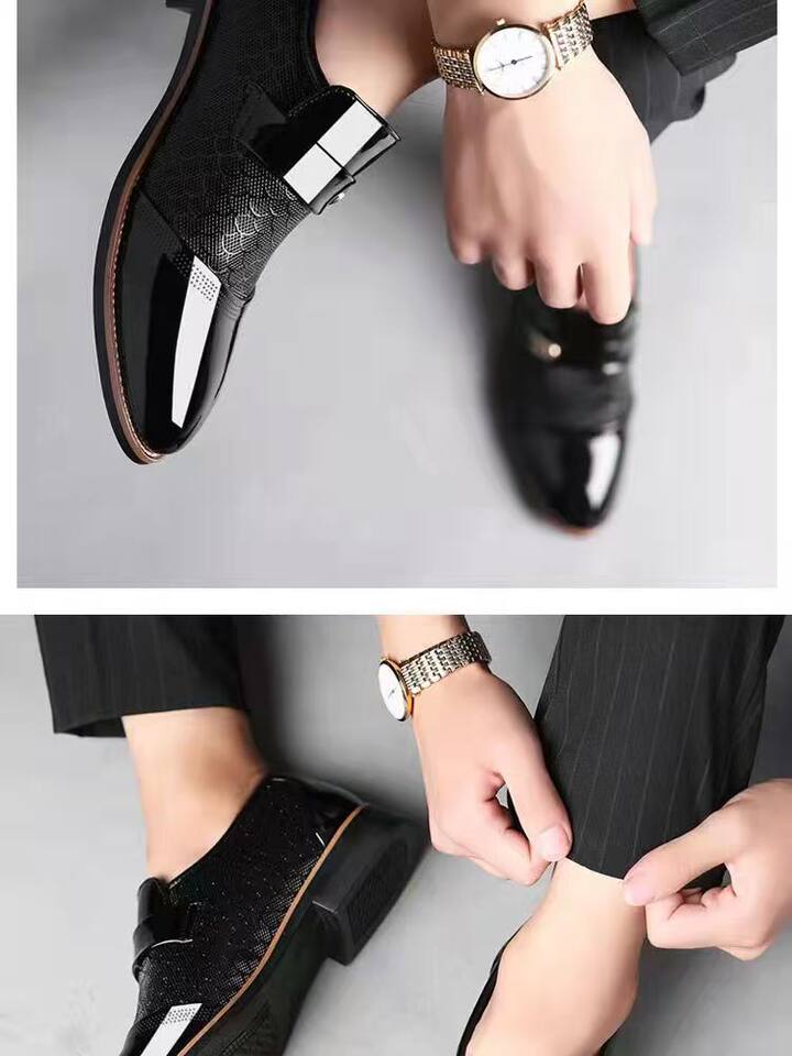 Giày da nam công sở mũi nhọn gót thấp 1-3 cm, giày lười kiểu Anh sang trọng — WZ56 màu nâu, WZ56 màu đen chi tiết 12