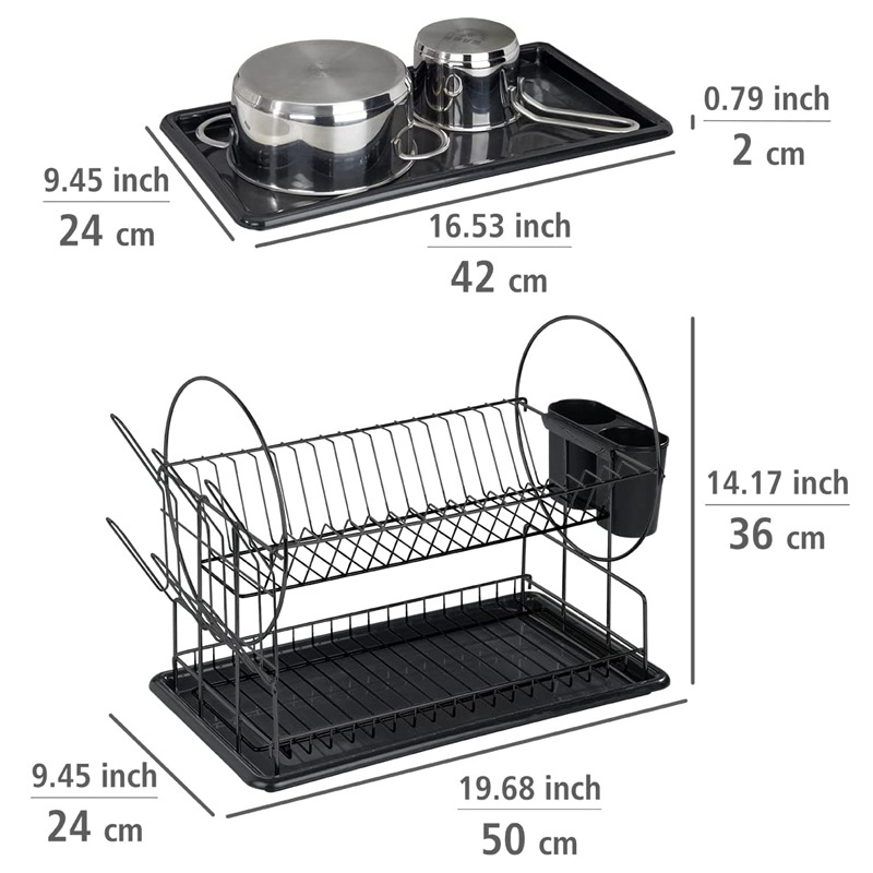 Tazos de cocina, estantes de platos, acero inoxidable, estantes de platos