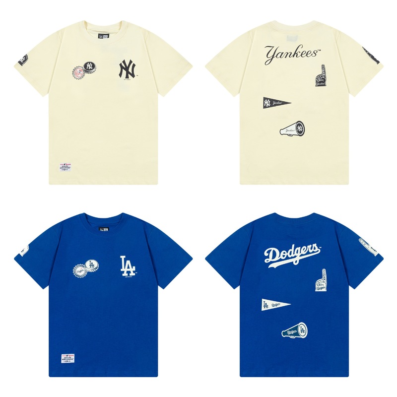 2025 New Summer Mlb Newhua Badge Printed T-Shirt for Men and Women, Casual and Versatile Sports Loose Short-Sleeved 2025 New Summer Mlb Newhua Badge Printed T-Shirt for Men and Women, Casual and Versatile Sports Loose Short-Sleeved