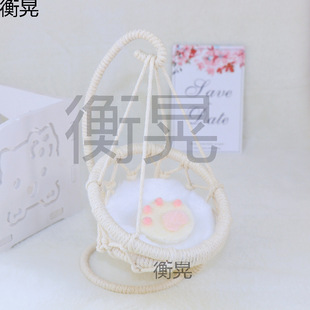 B Doll Hanging Chair Handmade DIY Woven Hanging Basket Swing Ob11 Baby Chair 10cm Cotton Baby Hammock