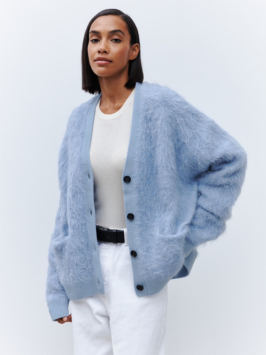 Transfronterizo de agua jersey cardigan mujeres Europa y los Estados Unidos 2025 otoño invierno perezoso jersey de punto suéter cálido cardigan