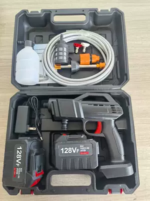 Portable car washer | Lithium Battery Car Washing Water Gun - black-15-cells-2-batteries-1-plastic-box