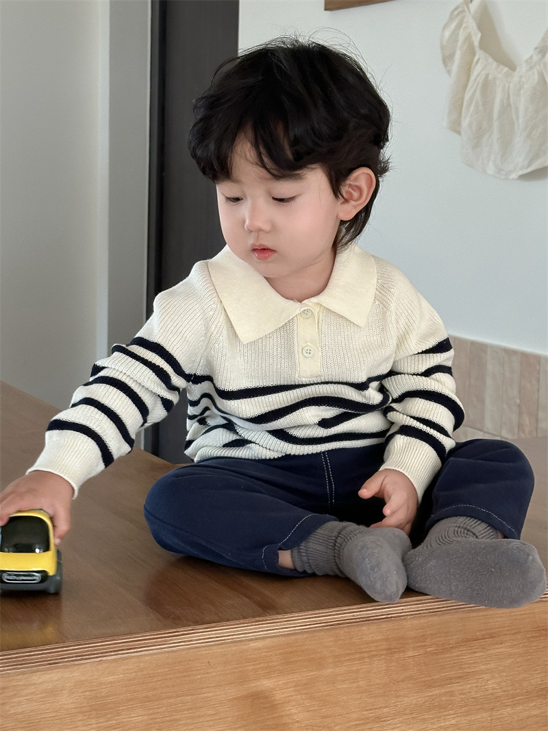 Suéter infantil con solapa Jeans Baby2025 ropa de primavera ropa infantil coreana ropa de primavera para niños dos piezas