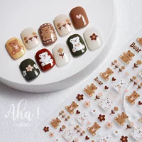 Aha Nail Клей Наклейка Новый Мультфильм Осенне-Зимний Белка Медведь Окрашенный Тюльпан Цветок Украшение Для Ногтей