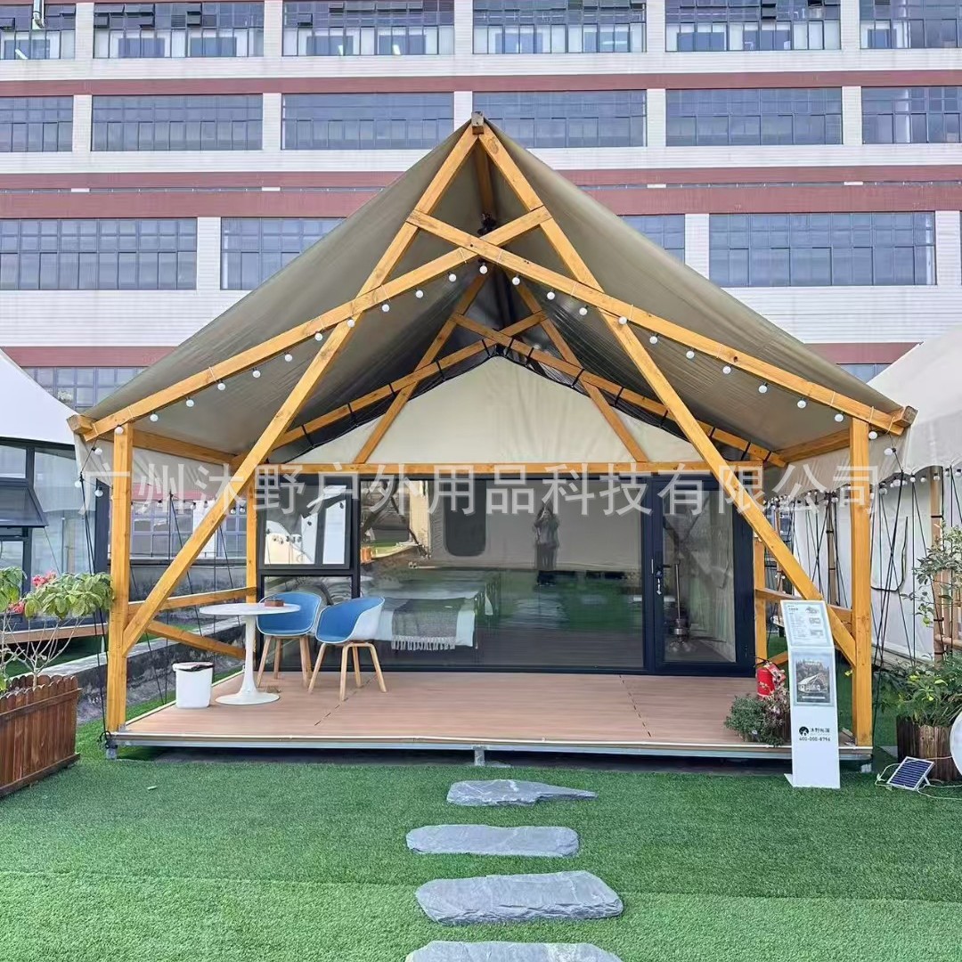 Muye techo al aire libre camping campamento tienda Hotel B & B camping zona escénica Plaza estructura de madera Hotel tienda fabricante