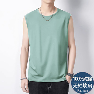 Casual Men's Summer Thin Trendy Versatile Pure Cotton Sleeveless Undershirt Vest Comfortable Breathable