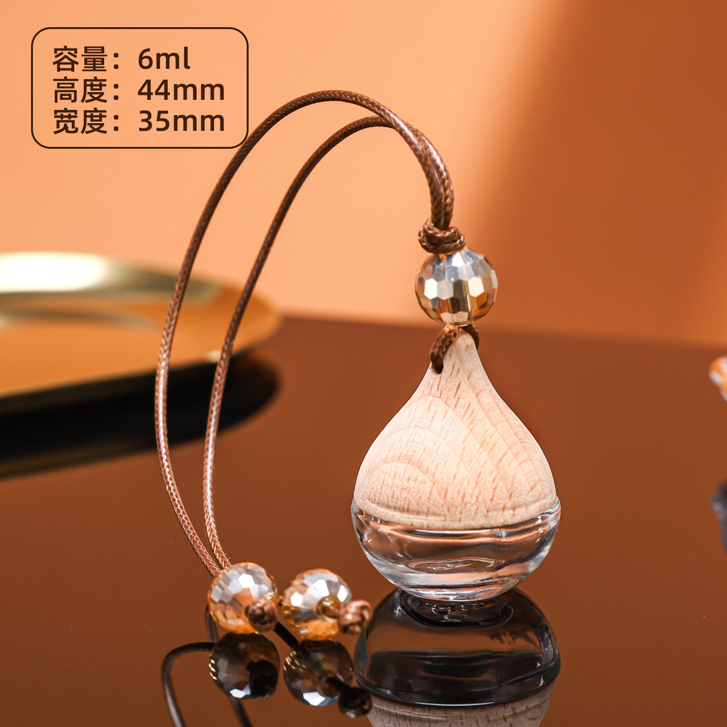 Botella de fragancia de vidrio transparente, botella de fragancia para automóviles, mini botella de aceite esencial para automóviles, colgante de fragancia