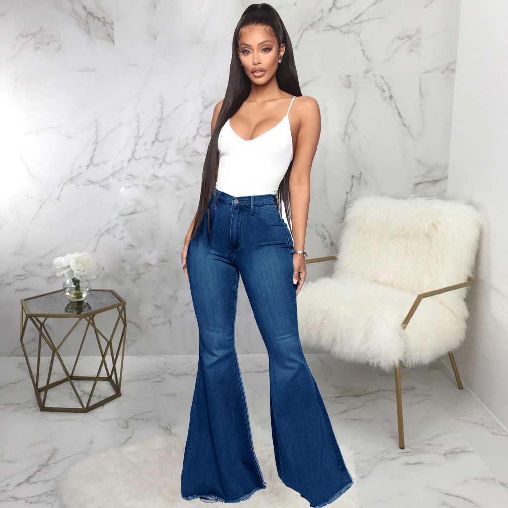 Women's Daily Simple Style Solid Color Full Length Washed Flared Pants Jeans display picture 15