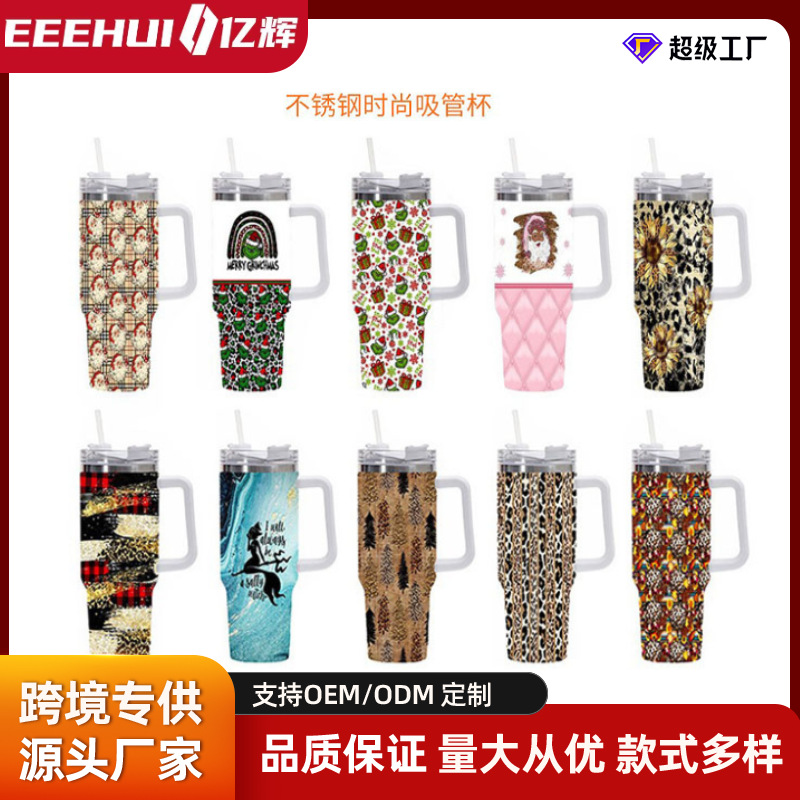 Transfronterizo nuevo creativo 40oz taza de helado taza de coche al aire libre Halloween Navidad regalo taza de paja