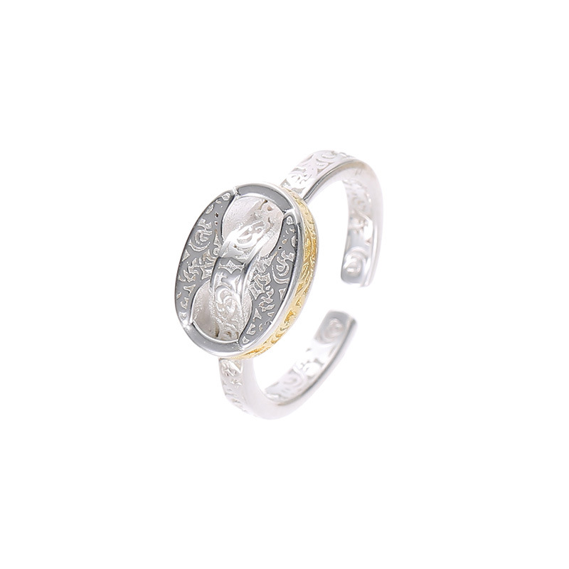 Silver Tang Grass Pattern Pig Nose Ring Simple Luxury Jewellery_voghion.com