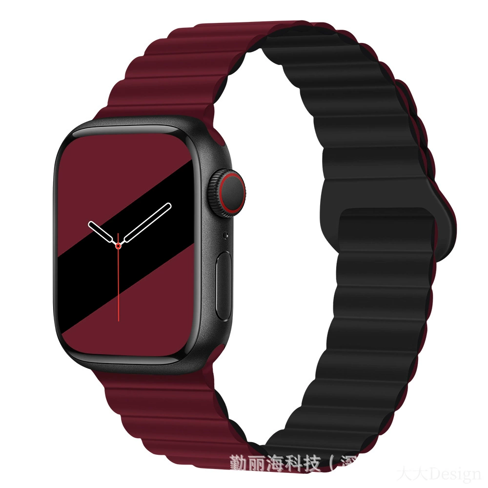 Силиконовый магнитный ремешок для Apple Watch iWatch 10/AppleWatch 9, двухцветный, размеры 38/40/41 & 42/44/45/49 мм