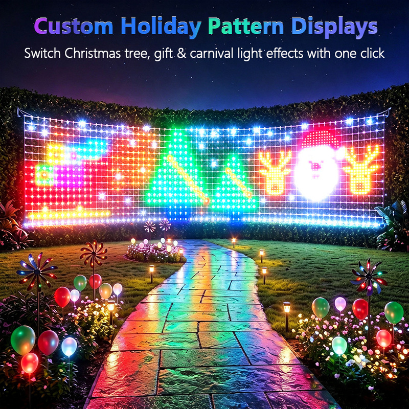 Colorful Mesh Lights Smart Bluetooth Point-Control Outdoor Lawn Waterproof Decorative Lights Christmas Halloween Atmosphere Net Lights