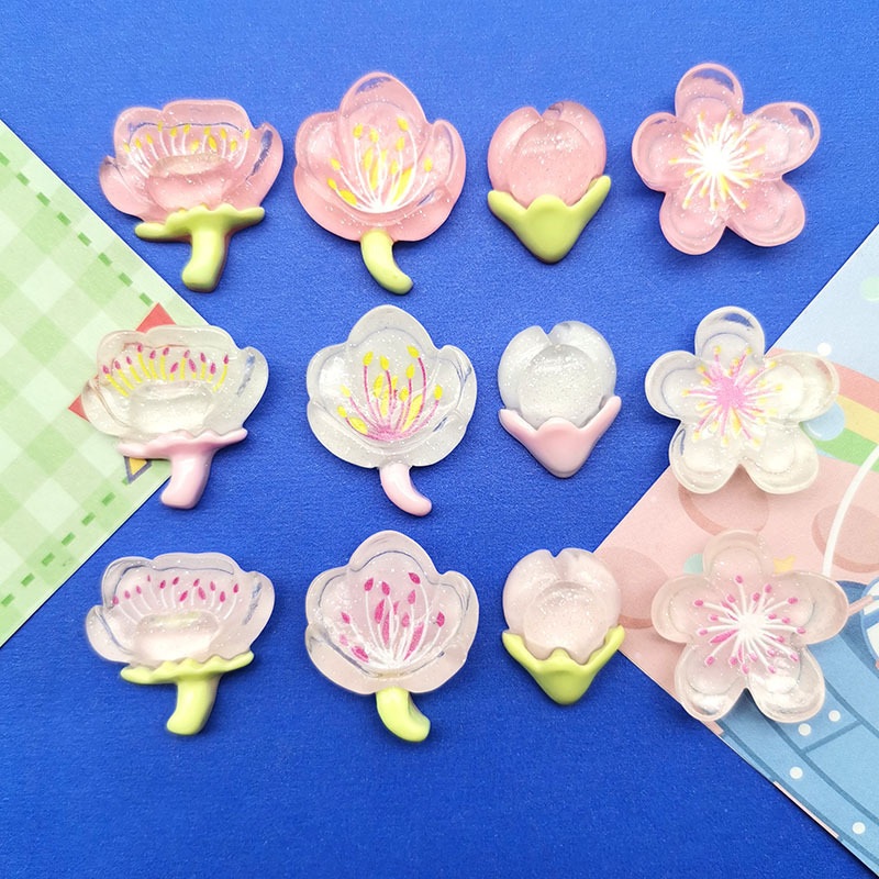 Ice Penetrant Simulation Peach Blossom Cherry Blossom diy Cream Glue Resin Accessories Handmade Hairpin Mobile Phone Case Water Cup Shoe Buckle Patch