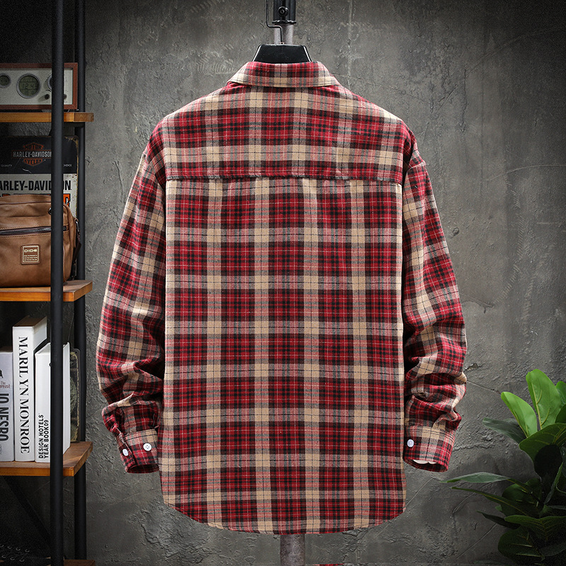 Camisa a cuadros de los hombres más tamaño 2023 otoño nuevo estilo coreano Moda suelta juventud guapo camisa hombres