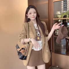 22495高级设计感单排扣翻领西装外套秋季老钱风气质百搭开衫上衣