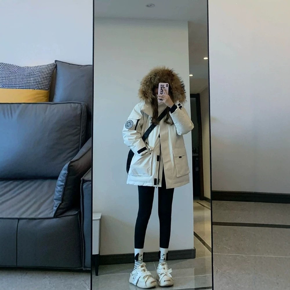 【毛领可拆卸】风衣女秋冬季新款加厚大毛领韩版宽松派克服外套
