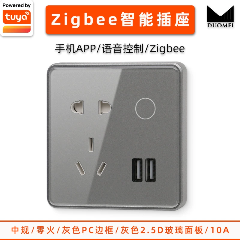 Graffiti smart socket wifi graffiti 10A five -hole band USB factory wholesale smart zigbee socket
