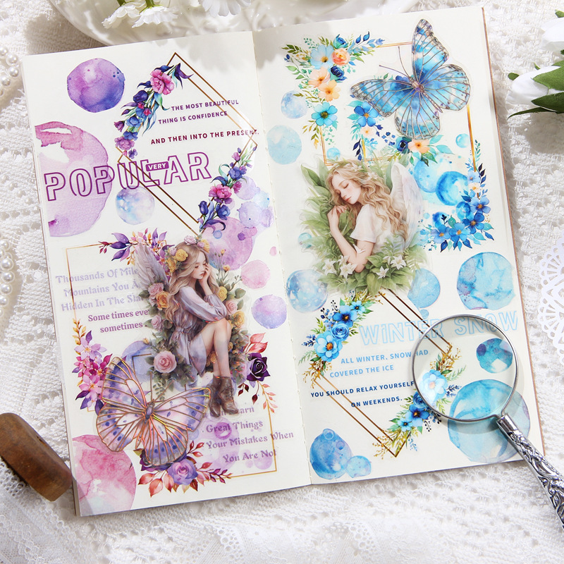 Arco iris de flores vinas transparentes impermeables pet marco de fotos pegatinas diy diario de fotos decoración pegatinas de plantas pegatinas de flores y plantas