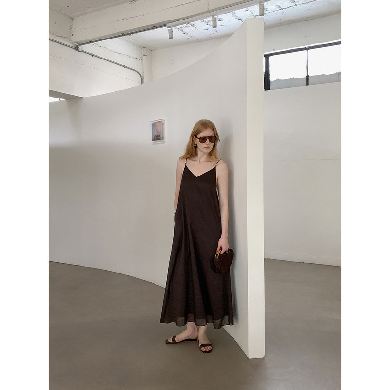 Trendy Dream Dt Etolie Handmade Knot Beaded Ramie Dress Summer Strap Dress Women's A-Line Long Dress Trendy Dream Dt Etolie Handmade Knot Beaded Ramie Dress Summer Strap Dress Women's A-Line Long Dress