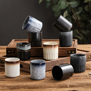 Wholesale Japanese Style Ceramic Straight Cup Household Ceramic Cup Japanese and Korean Theme Restaurant Vintage Tea Cup
