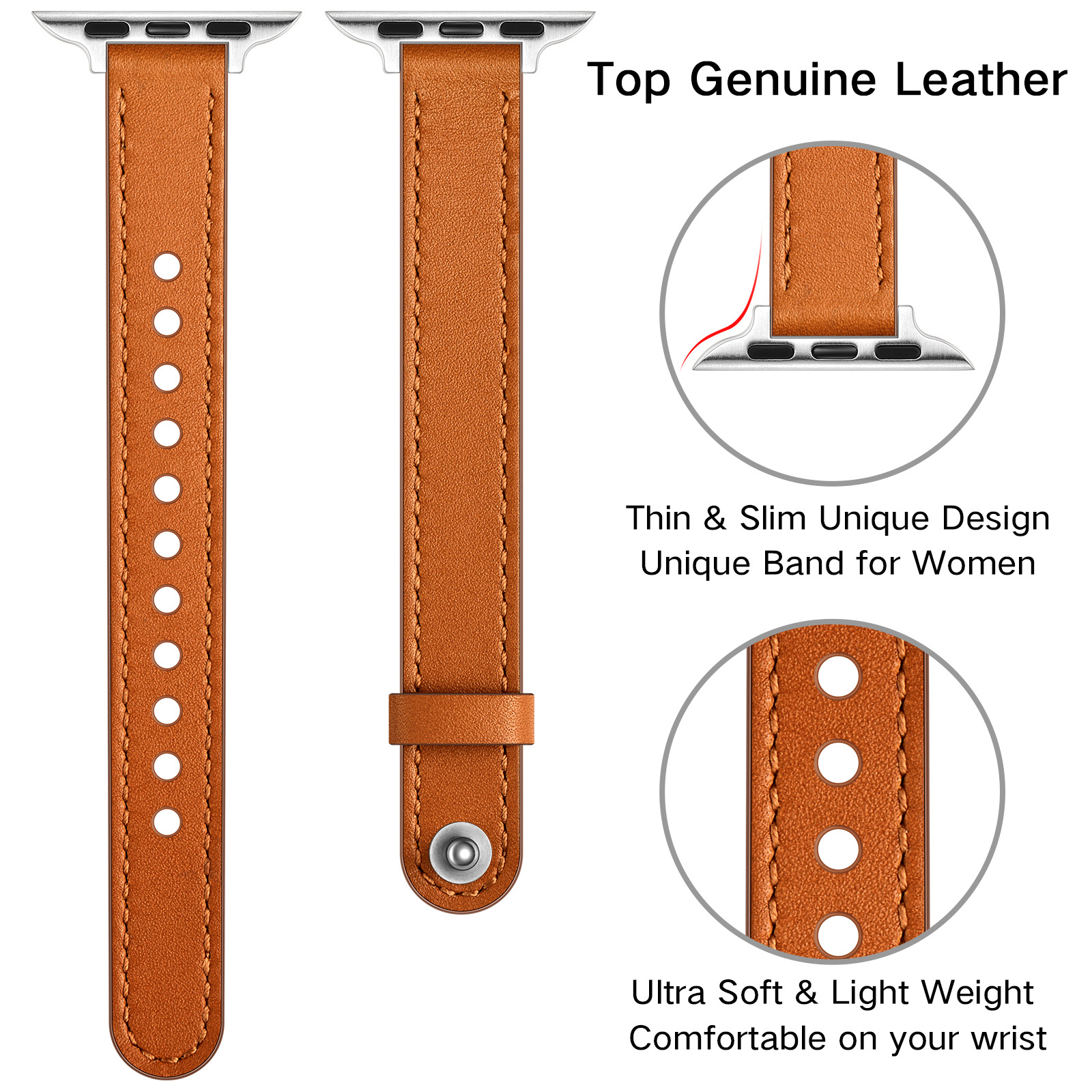 18g Weight Apple watch watchband Classification Genuine leather Material Solid Color Pattern Retro Style Retro Solid Color Apple Watch Watchband 20