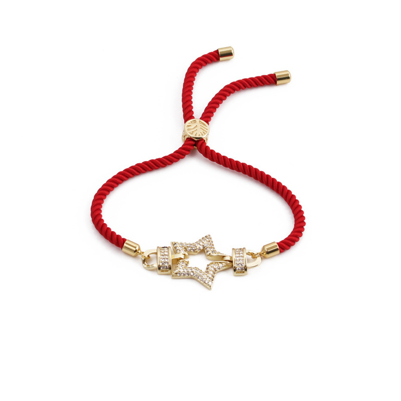 Großhandel Mode Hohler Stern Kupfer Mikro-intarsien Rotes Zirkon Armband Nihaojewelry display picture 7