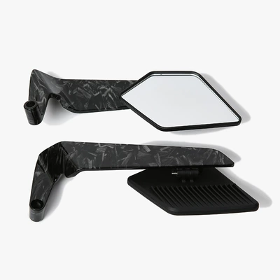 Cross-Border New Motorcycle Rearview Mirror No. 9 Mavericks Universal Fixed Wing Reflector Aluminum Alloy Modification Accessories (Motorcycle rearview mirror) - forged-pattern-black-mirror-shell-white-mirror