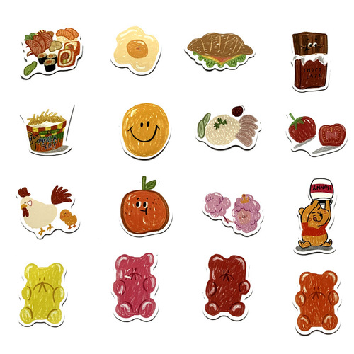Oil painting series fruit dessert cartoon waterproof car sticker decoration car mobile phone computer account DIY sticker