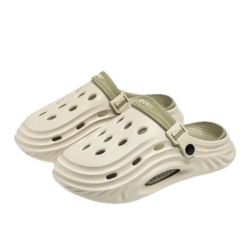 Zapatos con agujeros para hombres que usan en verano, conduciendo dos zapatillas de Baotou antideslizantes, sandalias de playa deportivas de gran tamaño al aire libre para adolescentes